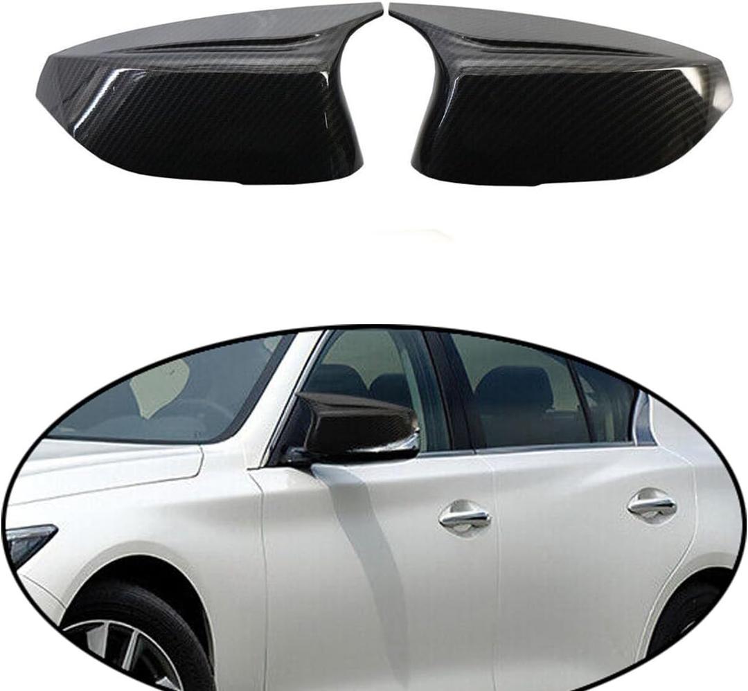 1 Pair Rear View Side Mirror Cover Door Mirror Caps Compatible with nfiniti Q50 Sedan 2014-2020 Q60 Q70 QX30 2015-2020 (Carbon Fiber Look)