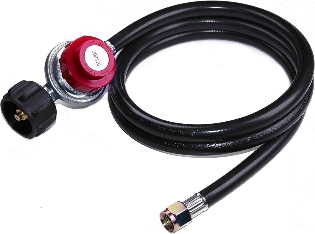 DOZYANT 0-30 PSI Adjustable Propane Regulator with 4 Feet QCC1/Type1 Hose - Fits for Propane Burner Turkey Fryer Smoker and More Appliances - Safety Certified