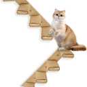 2 Pack 4 Steps Cat Wall Shelves Cat Stairs for Wall with Sisal Rope.Cat Wall Steps/Ladder Furniture  cat Tree Supplies(Catstairs 2Pack-4Steps) (Brownish white)