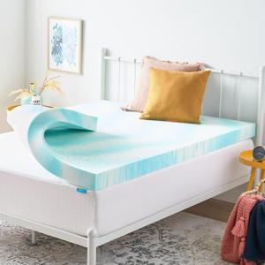 Linenspa 4 Inch Swirl Gel Memory Foam Mattress Topper, Twin Size Cooling Gel Infused, Ventilation Holes Pressure Relieving Bed Topper CertiPUR Certified