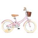 Retro Design Girls Bike with Basket and Coaster Brake for 3-13 Years Old Kids, 14 16 18 Inch Cruiser Bicycle for Toddlers with Training Wheels, 20 24 26 Inch with Kickstand, Multiple Colors (Pink)