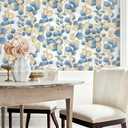 Timeet Peel and Stick Wallpaper Boho Leaf Contact Paper Removable Self Adhesive Vinyl Wall Paper Blue and White Wall Mural Decoral for Cabinets and Drawers Countertops Waterproof 17"x 197"