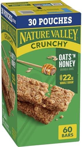 Nature Valley Crunchy Oats 'n Honey Granola Bars, 60 Bars, 44.7 OZ (30 Pouches) Pack of 2 23 JUN 2026