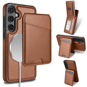 casesszoone for Samsung Galaxy S25 Plus S24 Plus Wallet Case with Kickstand Detachable Card Holder, for MagSafe Magnetic Wireless Charging, PU Leather Flip Slim Cover for Men Women S25+/S24+, Red