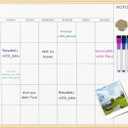 Magnetic Monthly Calendar Whiteboard, 17'' x 13'' Dry Erase Calendar for Wall Office School Home, Gold Wooden Frame