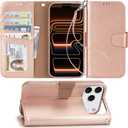 Arae Compatible with iPhone 17 Pro Max Case Wallet with Card Holder, Wristlet Strap Wallet Flip Cover for iPhone 17 Pro Max 6.9 inch Men/Women, RFID Blocking, Kickstand, Rose Gold