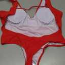 Foxiny Sexy Backless Cheeky High Cut Leg Thong V Neck One Piece Swimsuit Large