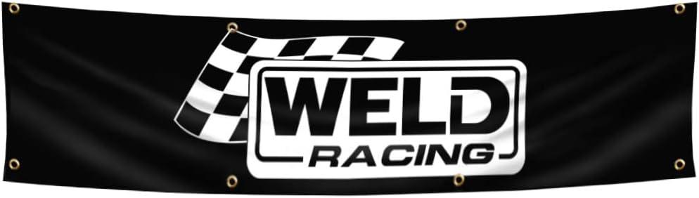 ENMOON Racing Wheels Banner Flag (2x8ft,Anti-Fade) 8 Brass Grommets Shop Garage Man Cave Wall Decor