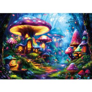 PuzzOne Puzzles for Adults 1000 Pieces Mushroom Village Jigsaw Puzzles Forest Fantasy Night for Challenging Game Adults Seniors Home Decor Great Gift, 27.5 x 19.7 Inch