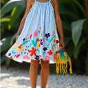GORGLITTER Baby-Girls Summer Mini Dress Girl Cute Clothes Beach Floral Striped Bow Sundress Birthday Gift, One Size