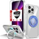 for iPhone 13 Pro Case Magnetic Compatible with MagSafe Wireless Charging,with 2 Screen Protector,Built-in Kickstand,for 13 Pro Phone Case Military Grade Heavy Duty Protection Shockproof Clear
