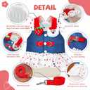 Small Dog Harness and Leash Set Denim Cat Harness Dress for Puppy Clothes for Girls Pink Dog Birthday Dress French Bulldog Harness with Strawberry Bear Decoration, Small