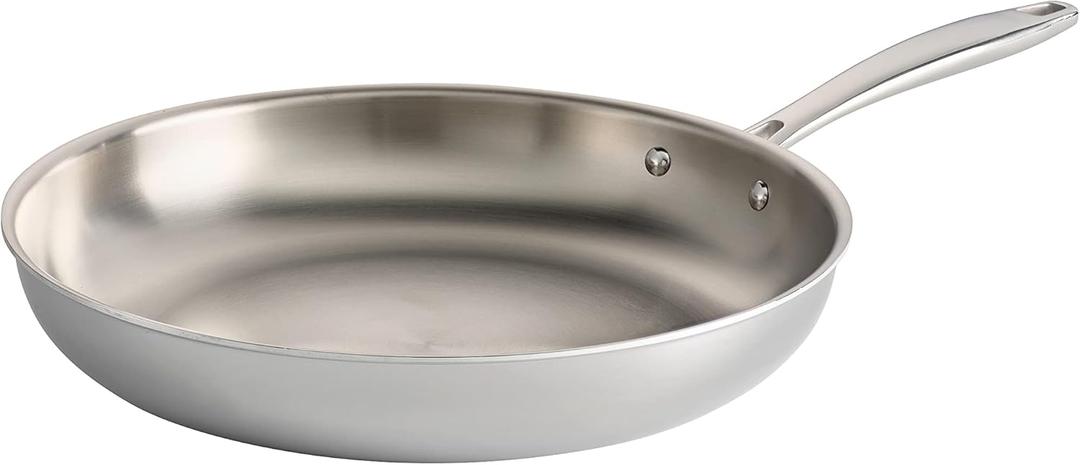 Tramontina Seattle Tri-Ply Clad Stainless Steel 12-Inch Large Frying Pan, Induction-Ready Skillet, Dishwasher-Safe, NSF-Certified, Made in Brazil