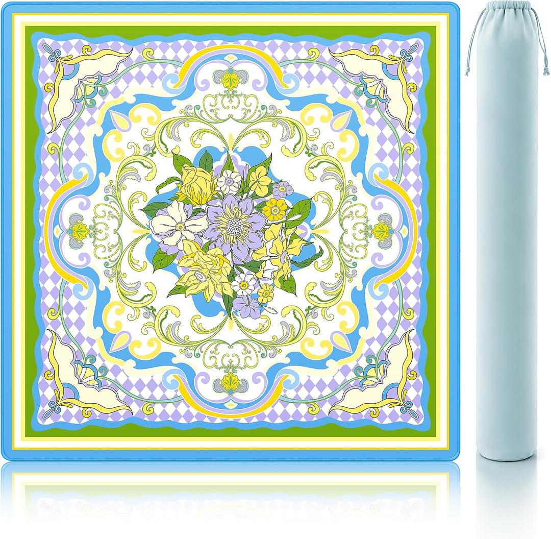 Floral American Mahjong Mat for Table 33" Rolled Packaging for Mahjong Set, Large