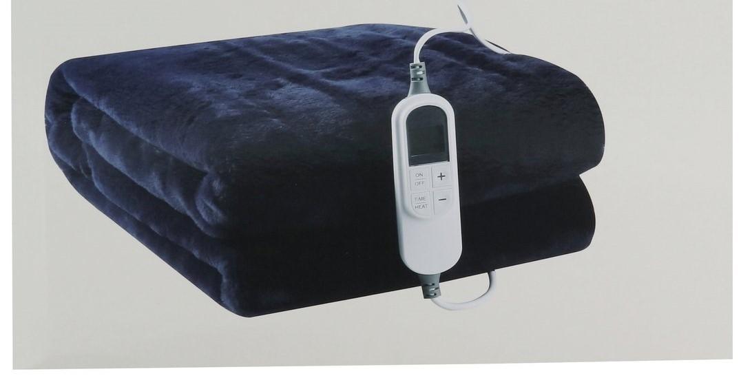 Sunbeam Microplush Heated Blanket Full, Navy Blue