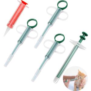 5Pcs Cat Pill Plunger, Green Dog Pill Gun Pet Pill Dispenser Medicine Syringe Puppy Tablet Feeder Liquid Medical Feeding Tool for Small Animals