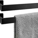 2 Packs 28 Inch Bathroom Towel Bar SUS304 Stainless Steel Matte Black Towel Holder Wall Mounted Heavy Duty Towel Rack Bathroom Towel Rod Modern Square Base Design(2, Matte Black, 28 Inch)