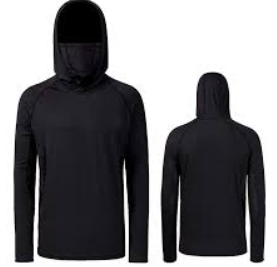 Men’s Long Sleeve Fishing Shirt with Mask UV Neck Gaiter Hoodie, Size 3XL