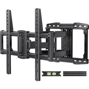 USX STAR UL Listed Full Motion TV Wall Mount Bracket for Most 37-90 inch TVs, Swivel Tilt Extension Level TV Mount, Max VESA 600x400mm, Holds up to 132lbs & 16" Wood Studs with Hole Drilling Template Black