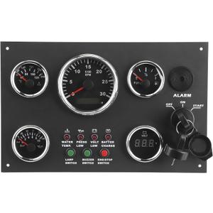 Digital Gauge Set, Triple 52mm/82mm Waterproof Cluster with Voltmeter, Oil Press, Water Temp, Engine Speed & Oil Level Display for Car/Truck/Marine (12V/24V)