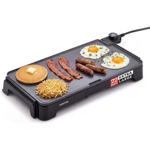 Gourmia Electric Griddle - 22” XL Nonstick Ceramic Cooking Surface, Black