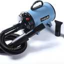 Dog Dryer for Pet Grooming, High Velocity Pet Hair Dryer with Heater, Adjustable Speed, 3 Nozzles and a Comb, Blue