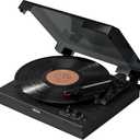 JENSEN JTA-315 Vinyl Record Player 3 Speed Turntable with Speakers and Dual Bluetooth Transmit/Receive, Black