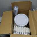 Goodluck 350 Piece Silver Plastic Dinnerware Set for 50 Guests, Fancy Disposable Plates for Party, Include: 50 Dinner Plates, 50 Dessert Plates, 50 Pre Rolled Napkins with Silver Silverware, 50 Cups