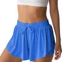 Flowy Athletic Shorts for Women Running Tennis Butterfly Shorts Girls 2-in-1 Double Layer Quick-Drying Comfy Shorts (Small, Royal Blue)