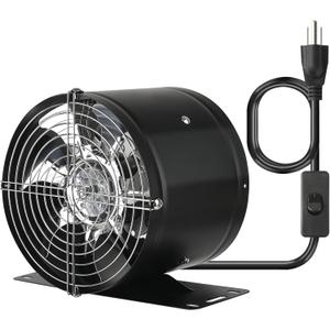 6 Inch Inline Duct Fan, with Switch Low Noise High Air Flow Extractor Fan Metal Exhaust Fan with Bracket and Mesh for Basement, Garage, Attic, Kitchen(Black)