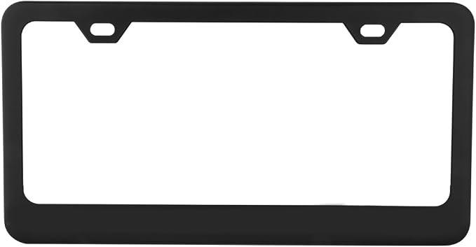 Powder-Coated Matte Black Thin License Plate Frame, 1 Piece, Front or Rear
Street Legal, Stainless Steel, No-Rust, No-Rattle, Slim 2 Hole with Screw Caps, Car Wash Proof, Gloss Thin Metal Tag Holder