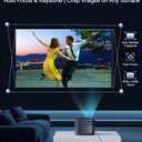 Miroir Mini Projector, Home HD Projector with Built-in Speaker, Auto Focus, Keystone Correction, Portable for Outdoor Movies, Compatible with Smartphone, TV Stick, Laptop, HDMI, USB