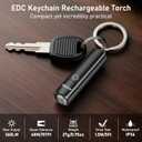 Blukar Rechargeable EDC Flashlight, 360L Mini Keychain Flash Light with 3 Lighting Modes, Memory Function, Waterproof, Compact and Portable Pocket Light for Everyday Carry, Emergency,Camping,Outdoor
