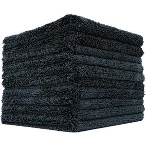 The Rag Company - Creature Edgeless Auto Detailing Towels (10-Pack) Professional 70/30 Blend, Dual-Pile Plush Microfiber, Buffing & Polishing, 420gsm, 16in x 16in, Black