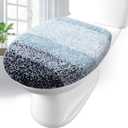 Arotive Soft Microfiber Bathroom Toilet Lid Cover, Machine Washable Seat Covers, 17.5 x 15, Stays in Place Rubber Backing, Fits Most Round, Elongated and Oblong Lids, Accessories Decor, Dark Blue