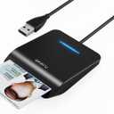 AKERU CAC Card Reader with LED Indicator, DOD Military Common Access, (5 feet Long Cable). Universal Compatibility, Compact PIV Smart Card Reader Compatible with Windows, Mac OS Black [EAL-20]