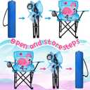 Outdoor Toddler Camping Chair with Umbrella Foldable Beach Chairs with Safety Lock for Kids Waterproof Lawn Kids Folding Chair for Outside Beach Travel(Flamingo)