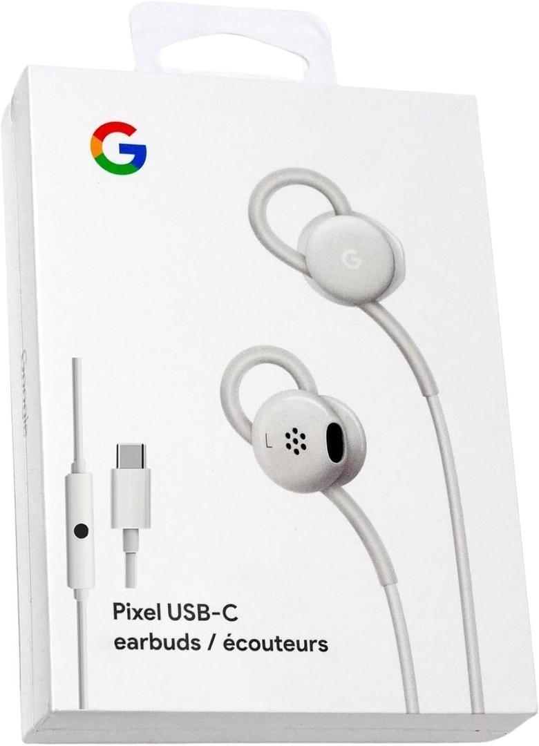 GOOGLE Earbuds Wired Headset USB-C, Comfortable Fit, Inline Controls, Compatible with Type-C Phones - White (Retail)