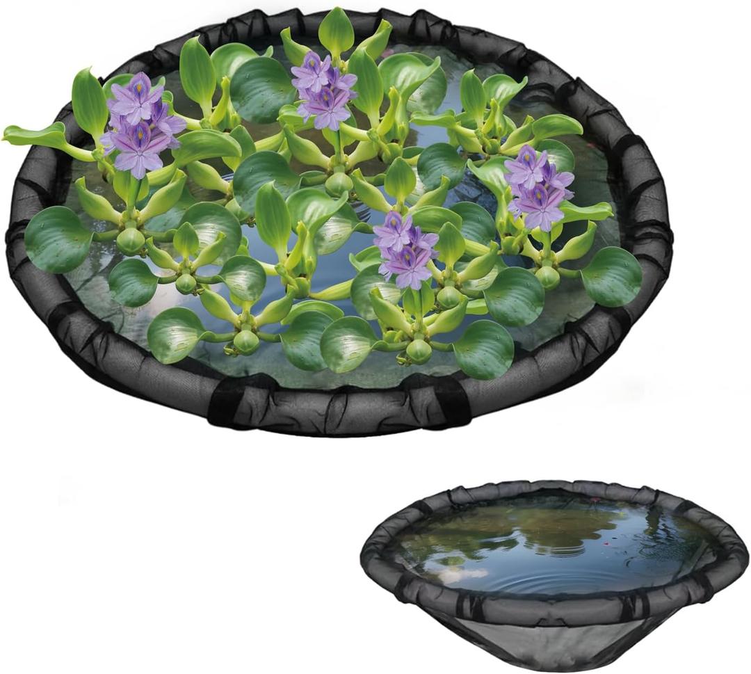 2 Set Floating Flora Fish Barrier, 26 Inch Round Floating Island Plant Protector, Polyester Fine Mesh Pond Corral to Protect Your Plants from Pond Fish