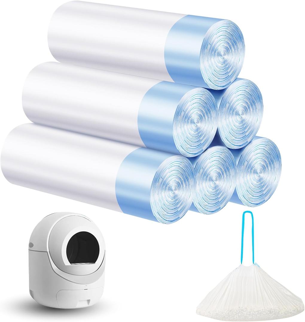 Cat Litter Bags 120 Count, 21.65"x11.8" Drawstring Close Litter Box Liners for Automatic Litter Box,Thick Cat Poop Bags,Easy to Clean,Heavy Duty Robot Bag for Self-Cleaning Box