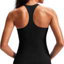 Workout Tank Top with Built in Bra for Women - Racerback Butter Soft Athletic Tops Yoga Tank Tops with Removable Pads (Black, M)