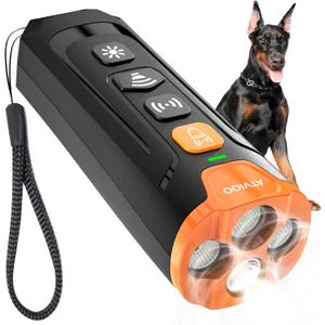 Dog Bark Deterrent Device Ultrasonic Anti Barking Device for Dogs, 3X Emitters, Rechargeable Trainer for Dogs 6M8Y, Indoor/Outdoor (Black)