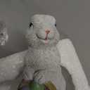Easter-Basket Bunny-Decor-Figurines Home-Decorations - 2PC Easter Decorations Table Ornaments Resin Spring Bunny Carry Egg Basket Tabletop Decorations for Home Farmhouse 5.25H inch Newman House Studio