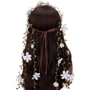 Flower Headpiece for Women - Fairy Floral Headband Flower Crown for Princess Renaissance Ren Faire Wedding Cosplay (White1)