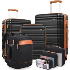 7 Piece Luggage Sets with Premium YKK Zipper, 20/24/28in PC Hardside Suitcase With Spinner Wheels, Luggage Airline Approved, Durable Suitcase Sets with TSA Locks for Travel