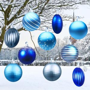 Sumind 10 Pieces Christmas Decorations Outdoor Large Size 7" Round Christmas Yard Hanging Ornament Double Sided Lawn Decorations for Xmas Party Porch Lawn Decor(Cool Style)