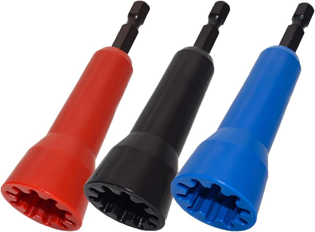 3 Pcs Wire Twister Tool for DrillWire Nut TwisterSpin Twist Wire ConnectorCable Stripping and Twisting Tool with 1/4" Chuck for Electric Cable(Black,Red,Blue)
