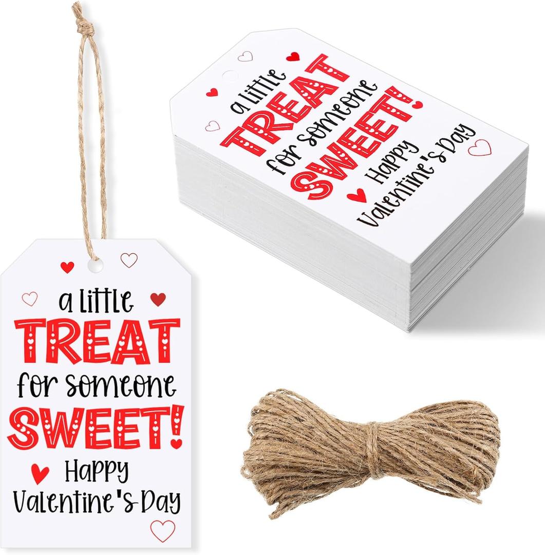 80 Pcs Valentine's Gift Tag Happy Valentine's Tags with String a Little Treat for Someone Sweet for Wedding Party Gift Wrapping