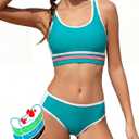Teen Period Tankini Set Two Pieces Swimsuit Quick Dry Bathing Suit with Padded 13-14 T