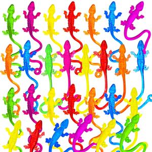 48PCS Sticky Gecko Toys for Bug Party Favors, Stretchy Lizards Toys for Kids, Sticky Hands of Lizard Toy Set for Birthday, Reptile Party Decoration, Goodie Bag Stuffers, Pinata Filler, Treasure Box